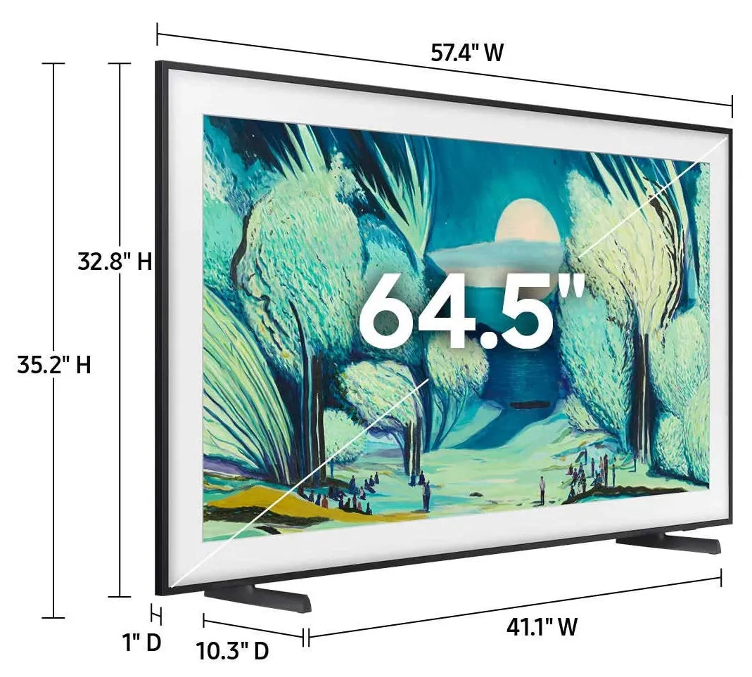 Samsung The Frame Art LED TV 65Inch, Smart & QLED 4K, 4HDMI & 2USB, HDR10 , 100Hz