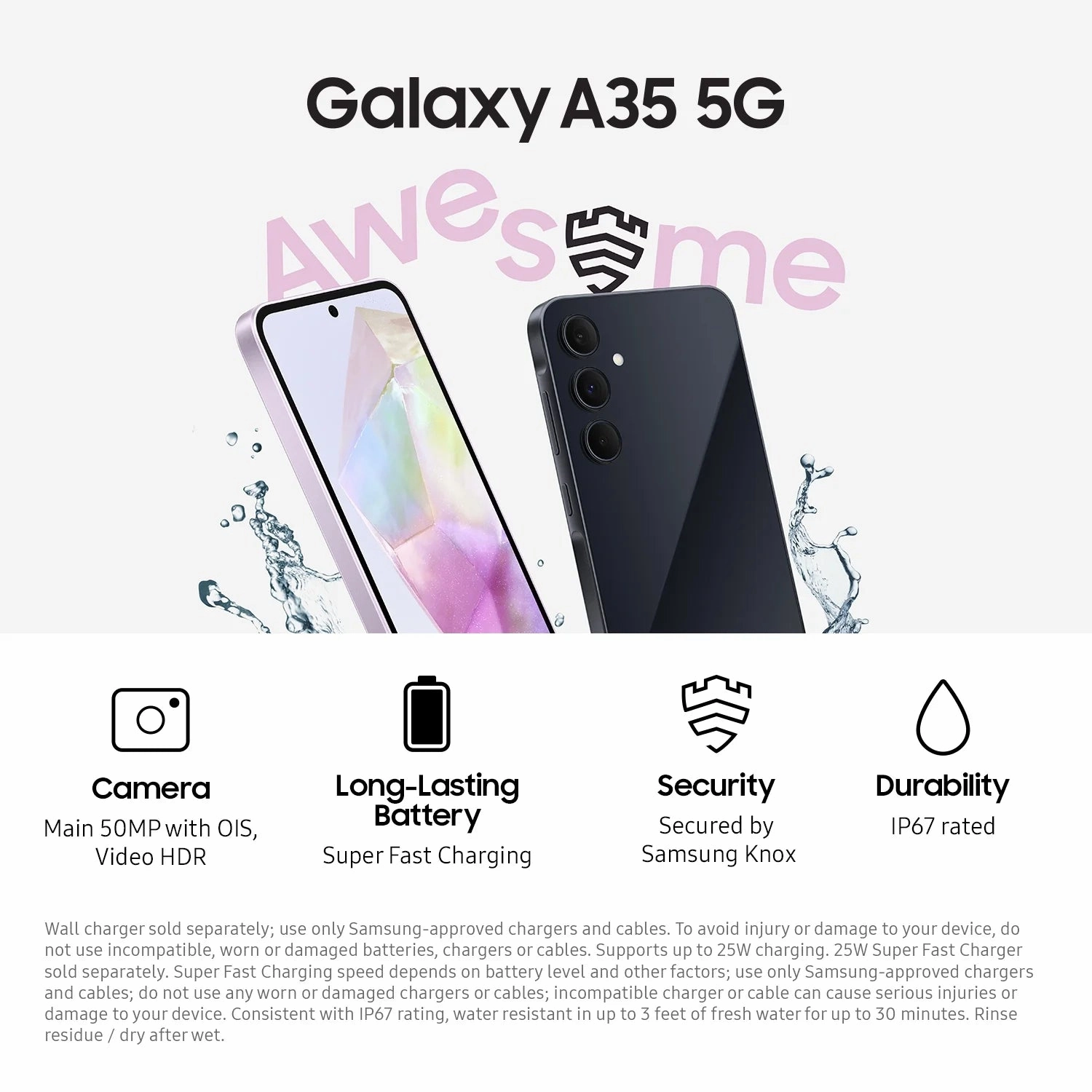 Samsung Galaxy A35 5G 128GB (Unlocked) - Awesome Navy SM-A356UZKAXAA US Version, 2024