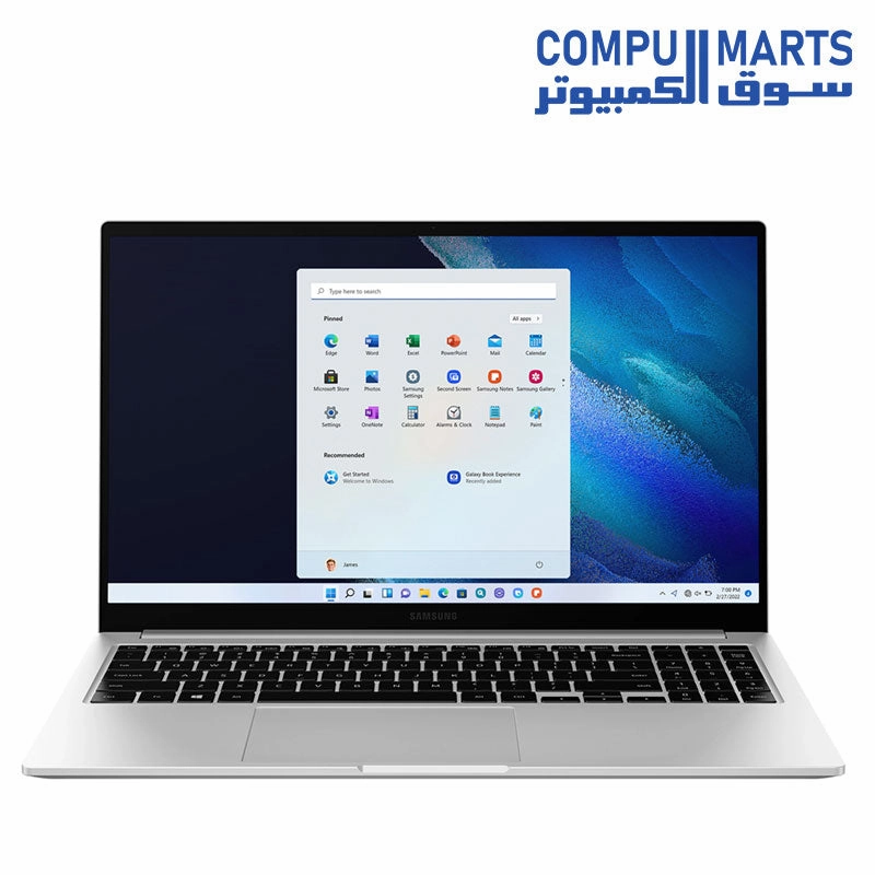 SAMSUNG Galaxy Book, Intel Core i7-1165G7, RAM 16GB, 512 GB SSD, Intel Iris Xe, 720P HD Mystic Silver , Windows 11