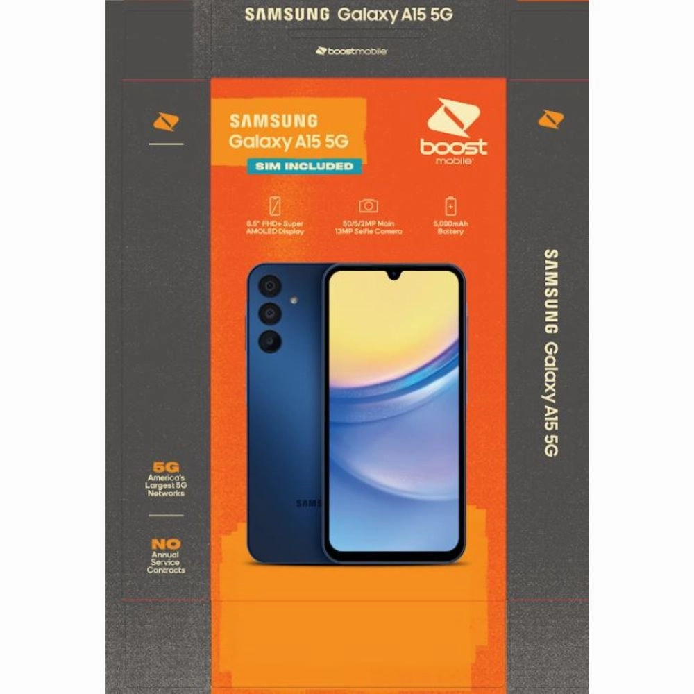 Samsung SM-A156U Galaxy A15 5G, 128 GB Boost Mobile Prepaid Smartphone, Black
