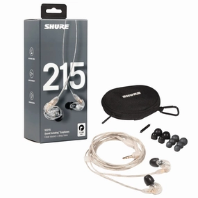 SHURE SE215CL Sound Isolating Earphones w/ Dynamic MicroDriver & Detachable Cable (Clear) studio headphones, open back headphones