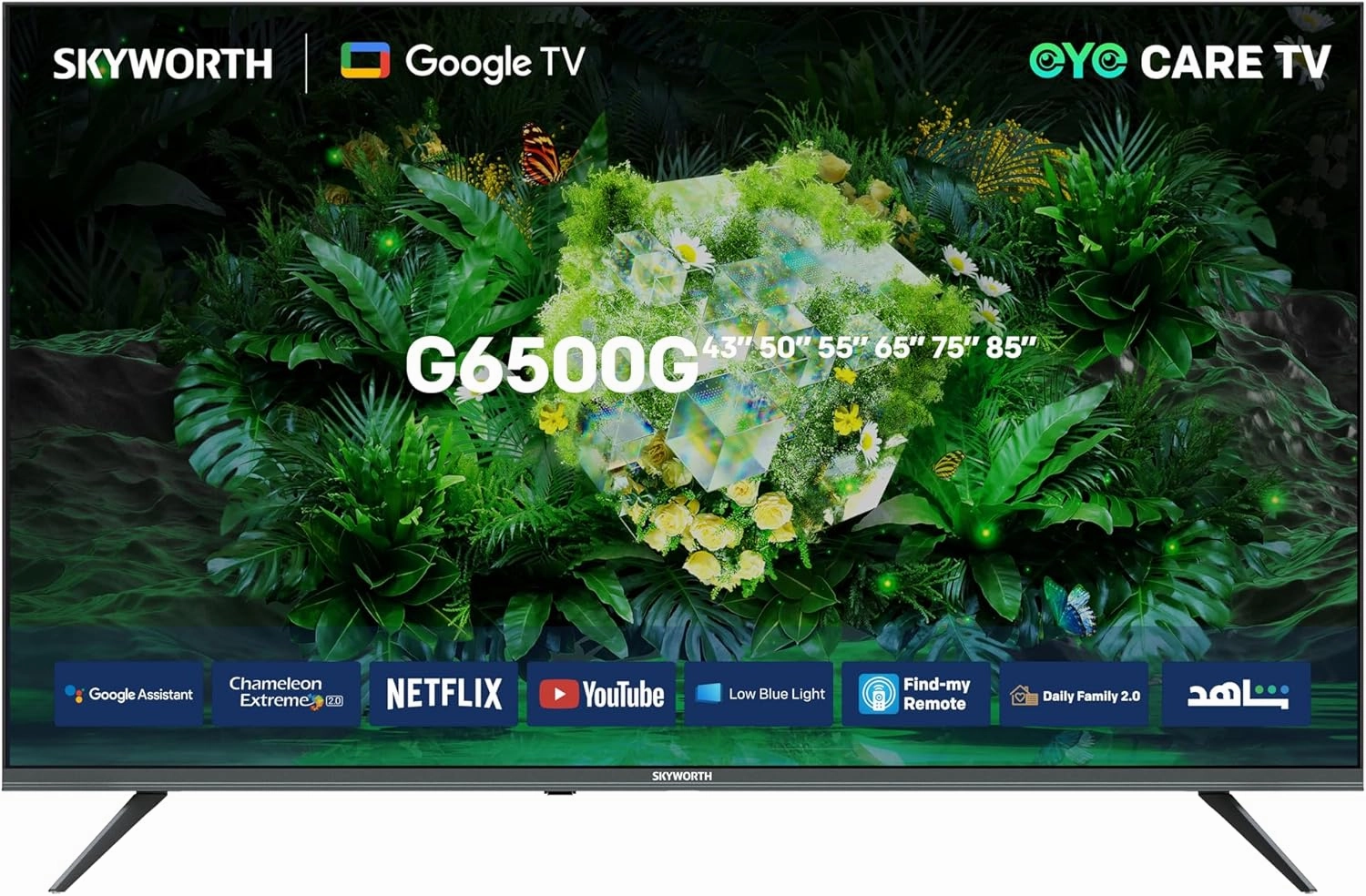 Skyworth LED TV 65Inch 4K, Smart Google TV, 3HDMI & 2USB tv stand, curved tv