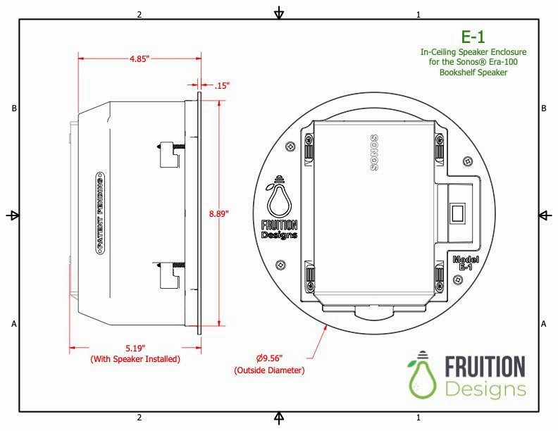 Sonos Era 100 Enclosure by Fruition Designs - Era 100 Compatible w/ Circular Grille Cover