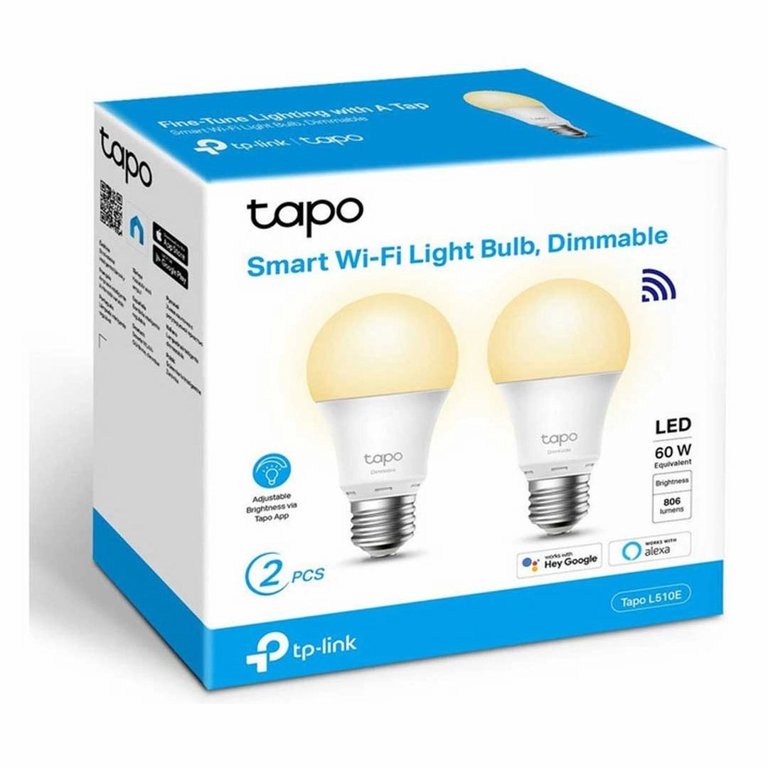 Tapo Smart Wi-Fi Dimmable Light Bulb | L510E | 2 Pack
