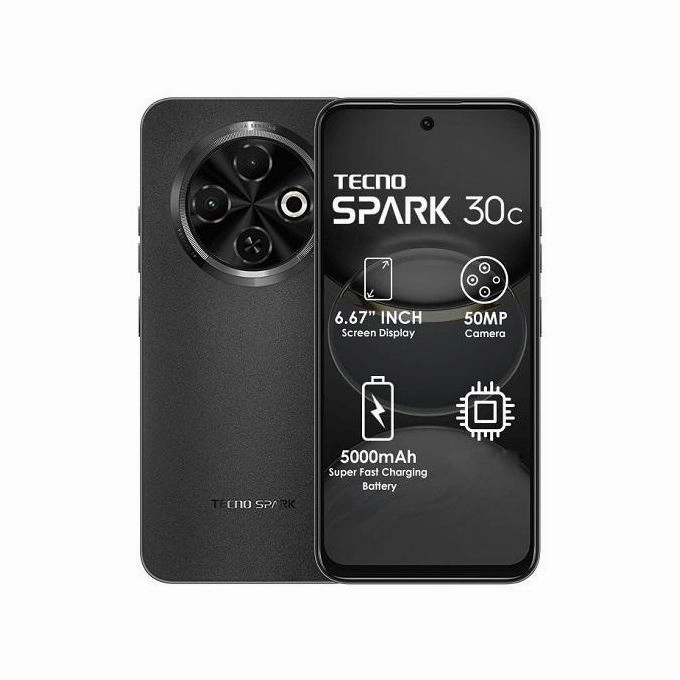 Tecno Spark 30C, 4 4GB & 128GB, 6.6Inch, Orbit Black Cell Phone