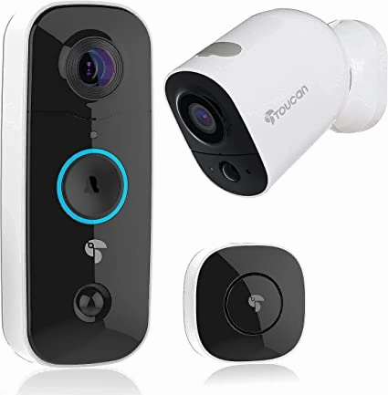 Toucan 1 Wireless Battery Powered Video Doorbell   1 Wireless Battery Powered Camera 6500 mAh Bundle