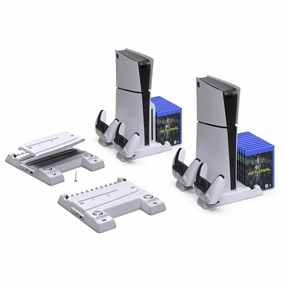 TP5-3537B PS5 Slim Charging Base Adapter Bracket Multifunctional Cooling Stand- White