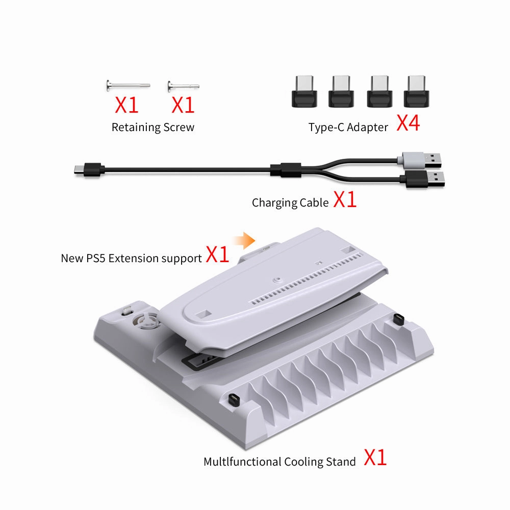 TP5-3537B PS5 Slim Charging Base Adapter Bracket Multifunctional Cooling Stand- White