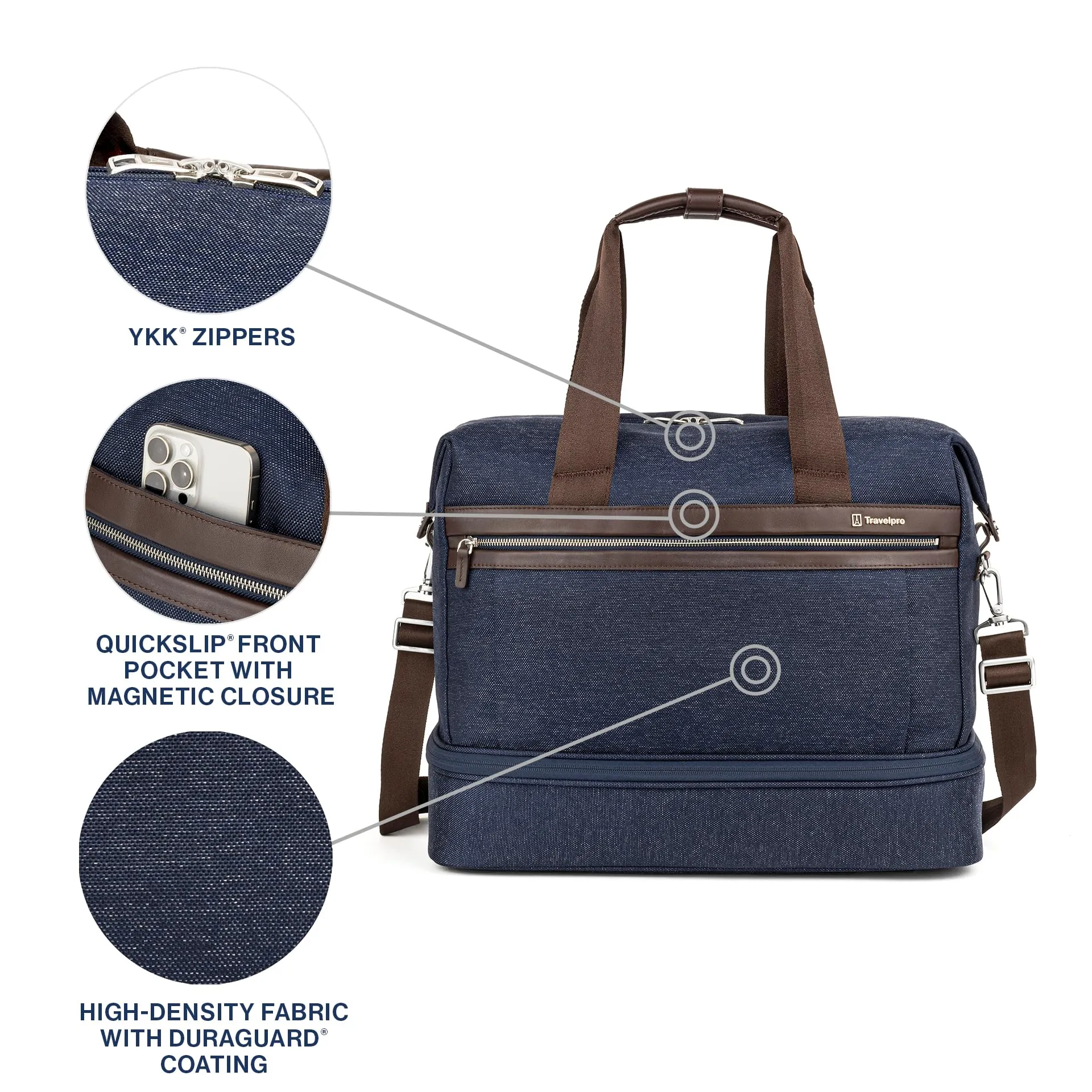 Travelpro Platinum Elite Carry on Soft Travel Drop-Bottom Weekender Bag (18.5 Inch) Bags Travelpro