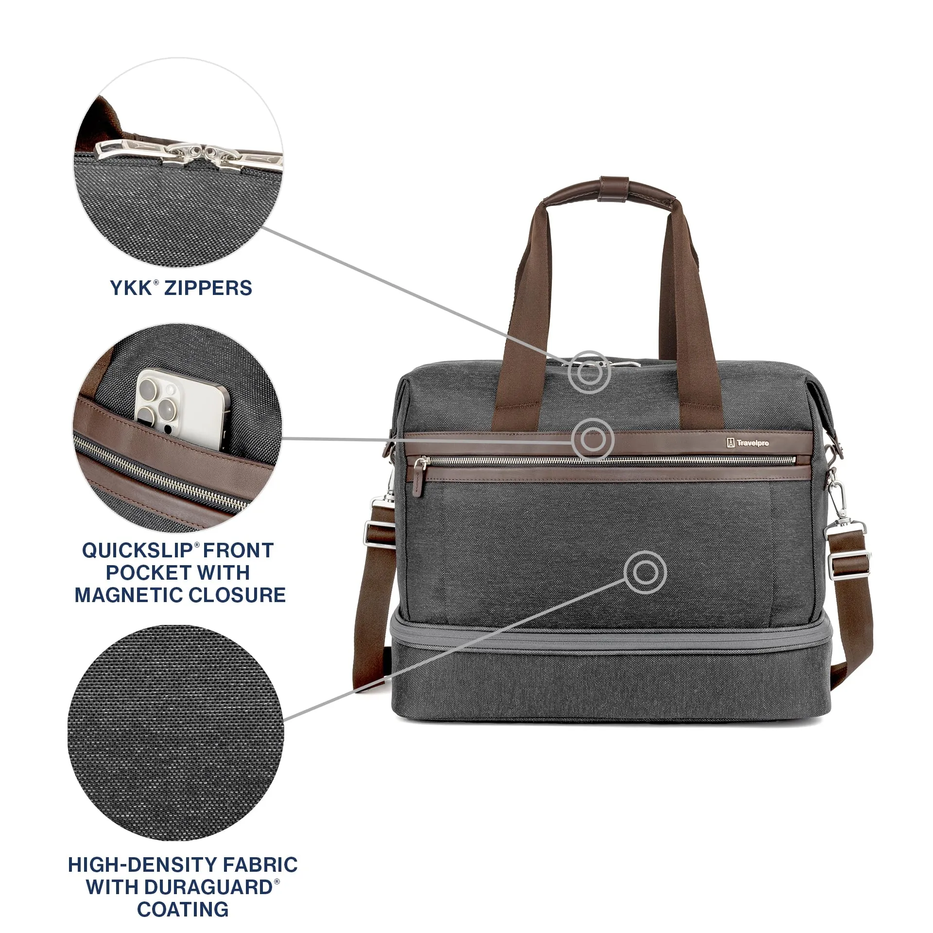 Travelpro Platinum Elite Carry on Soft Travel Drop-Bottom Weekender Bag (18.5 Inch) Bags Travelpro