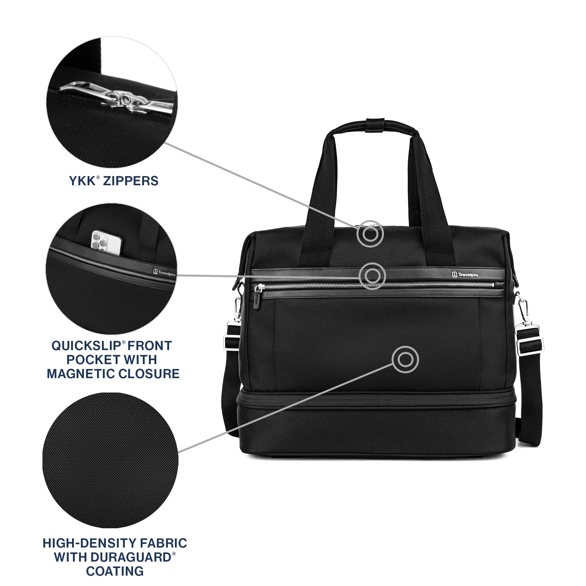 Travelpro Platinum Elite Carry on Soft Travel Drop-Bottom Weekender Bag (18.5 Inch) Bags Travelpro