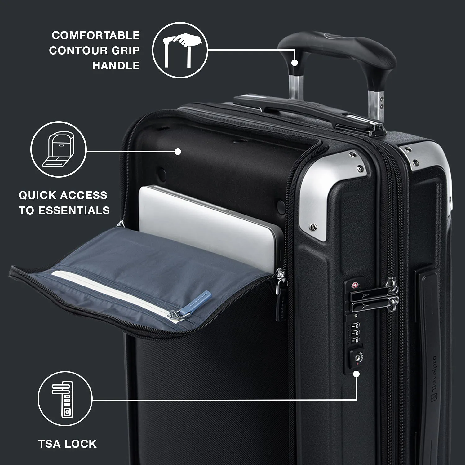 Travelpro Platinum Elite Hardside Expandable Spinner Wheel-Luggage TSA Lock Hard Shell Polycarbonate Suitcase, Compact Carry on Laptop Pocket 20-Inch Bags Travelpro