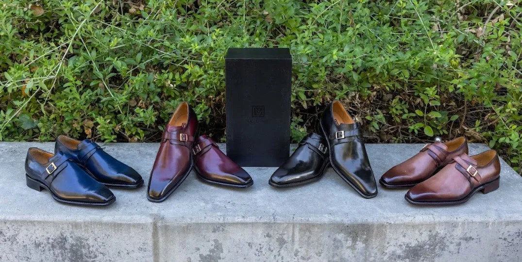 Ugo Vasare "Brooks" Monkstrap Shoe Burgundy