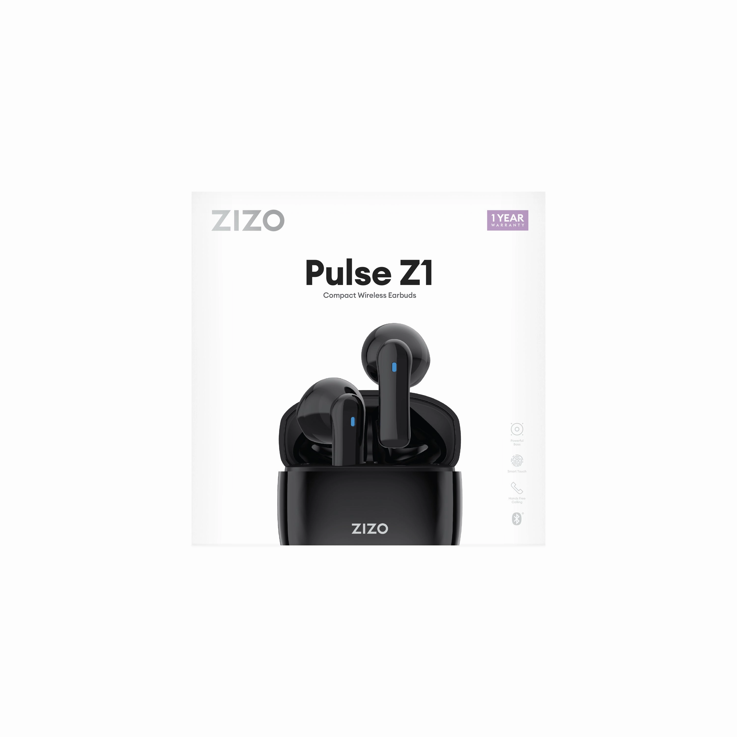 ZIZO PULSE Z1 True Wireless Earbuds with Charging Case - Black